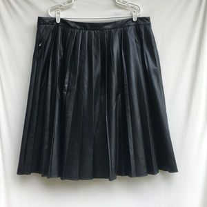 Worthington Black Leather Like Pleated Knee Skirt
